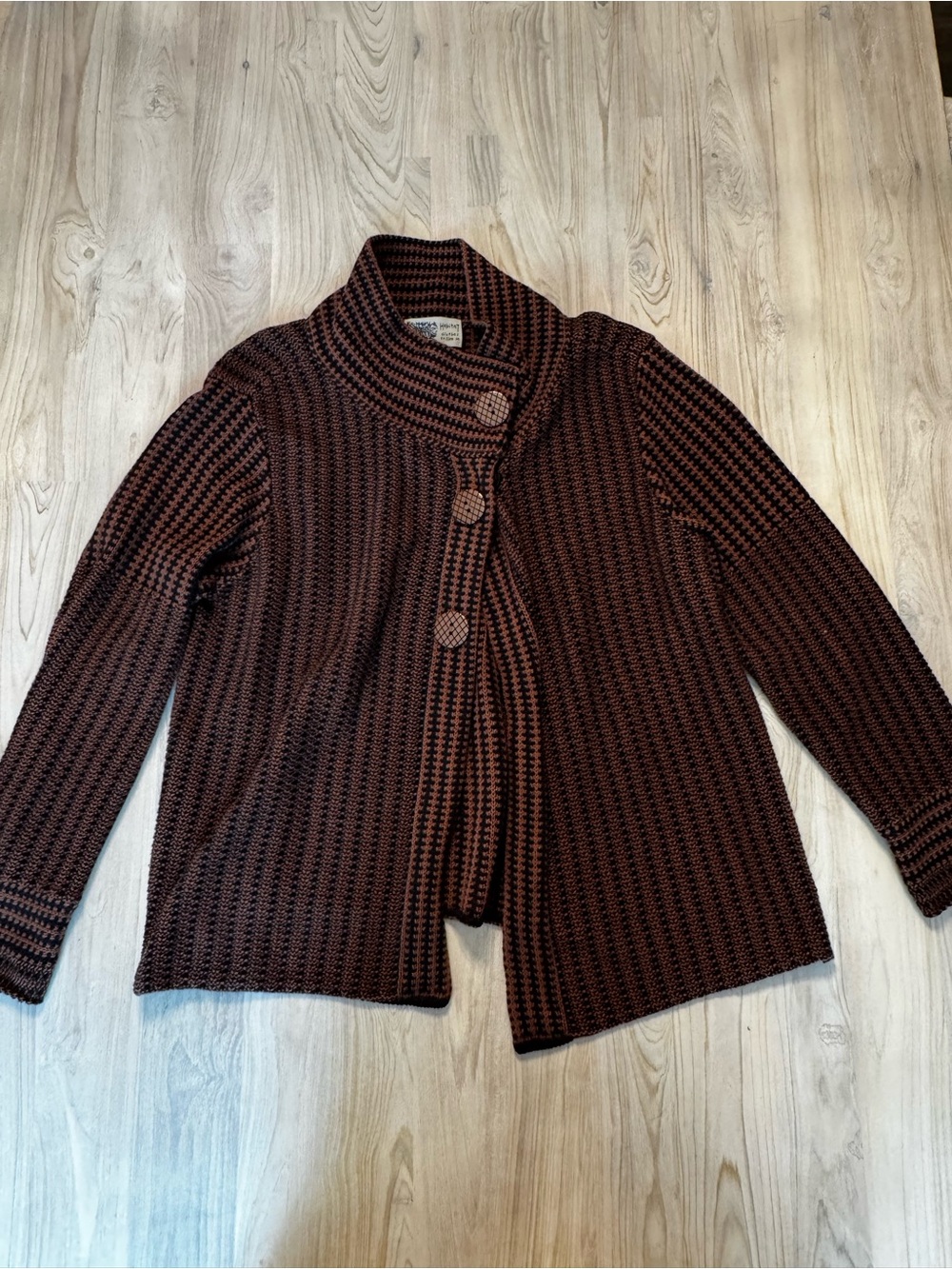 Habitat Brown and Black Knit Button-Front Cardigan
